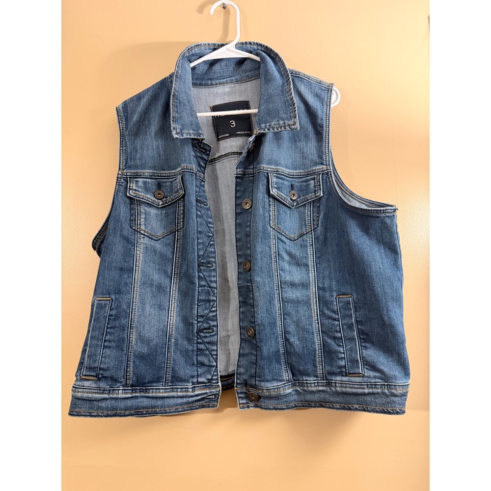 Maurices Denim Vest Womens 3 Blue Cotton Blend Classic Boho Western Plus Size 3X